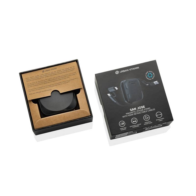 Urban Vitamin San Jose 100W stojan s nabíjacím káblom, čierna Urban Vitamin San Jose 100W stojan s nabíjacím káblom, čierna