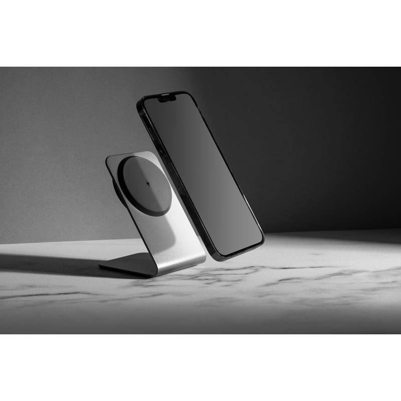 Terra hliníkový stojan na těl. s bezdrátov. nabíjením 15W, šedá Terra hliníkový stojan na těl. s bezdrátov. nabíjením 15W, šedá