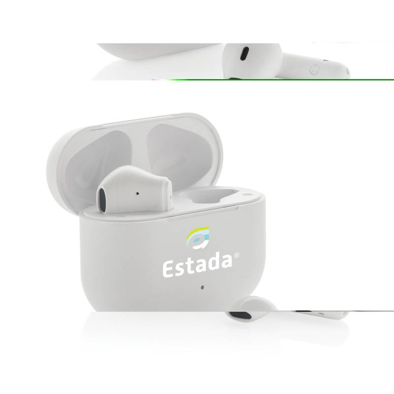 Tunevě bezdrátová sluchátka z recyklovaného plastu RCS, bílá Tunevě bezdrátová sluchátka z recyklovaného plastu RCS, bílá