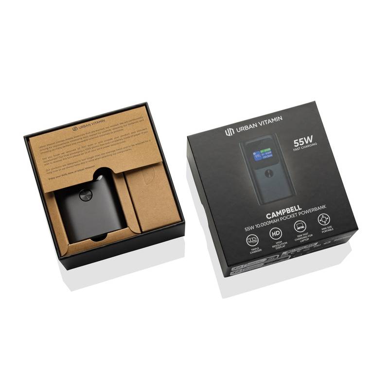 Urban Vitamin Campbell 55W 10 000 mAh kapesní powerbanka, šedá Urban Vitamin Campbell 55W 10 000 mAh kapesní powerbanka, šedá