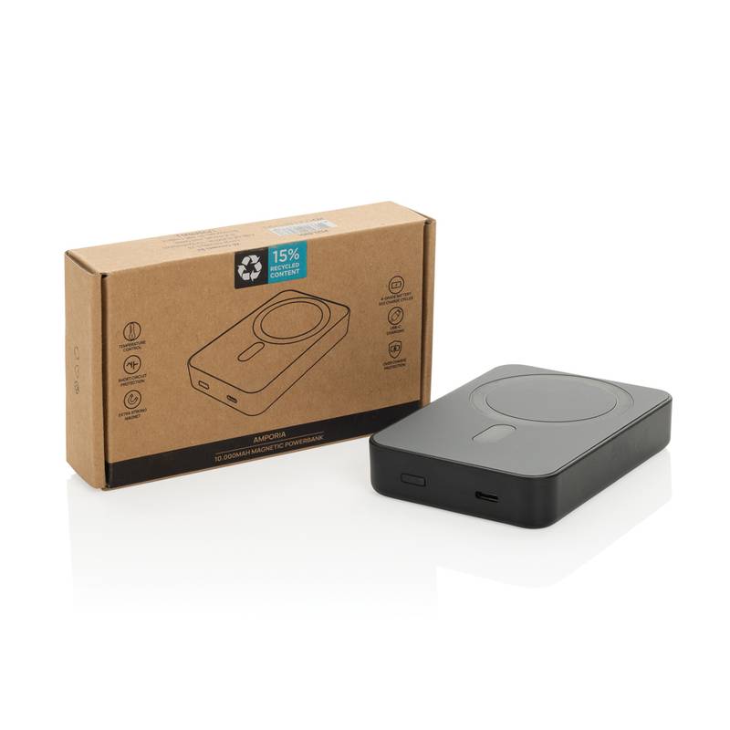 Amporia 10000mAh RCS magnetická powerbanka, černá Amporia 10000mAh RCS magnetická powerbanka, černá