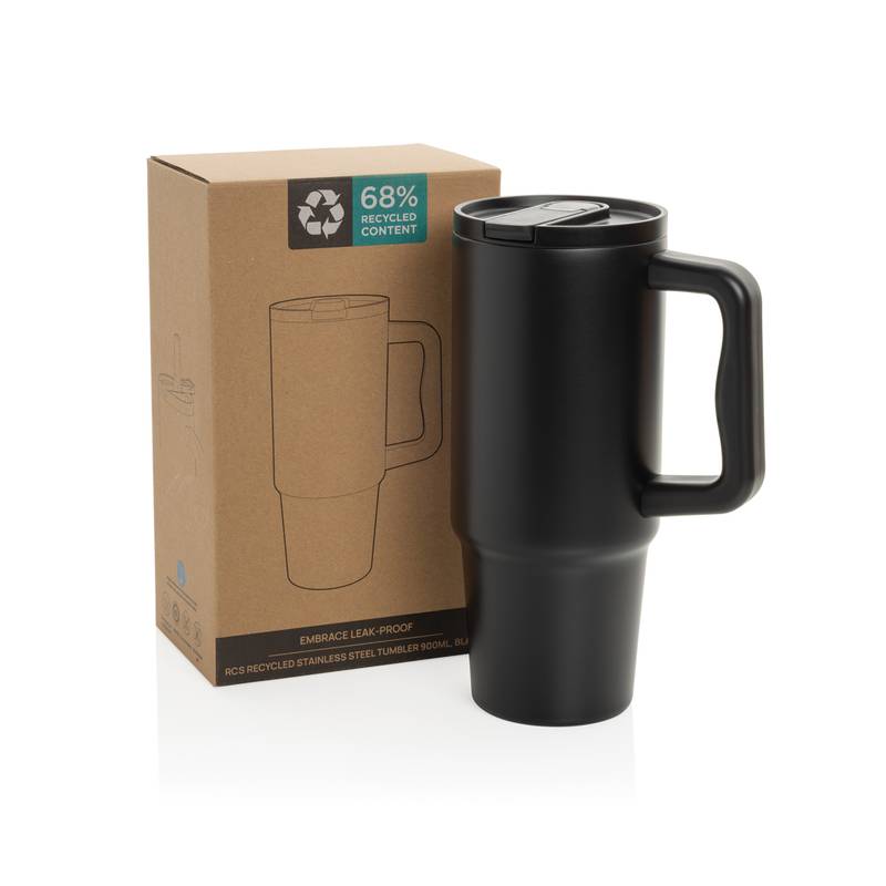 Embrace neprotékající tumbler z recykl. nerez. oceli 900ml, černá Embrace neprotékající tumbler z recykl. nerez. oceli 900ml, černá