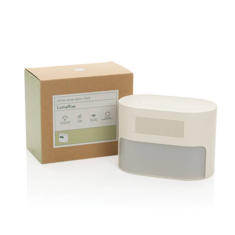 LumaRise RCS budík s bílým šumem z recyklovaného plastu, hnědá béžová LumaRise RCS budík s bílým šumem z recyklovaného plastu, hnědá béžová