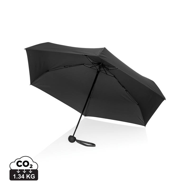 Kompaktný manuálny dáždnik AWARE™ RPET 19,5" 190T Pongee, čierna Kompaktný manuálny dáždnik AWARE™ RPET 19,5" 190T Pongee, čierna