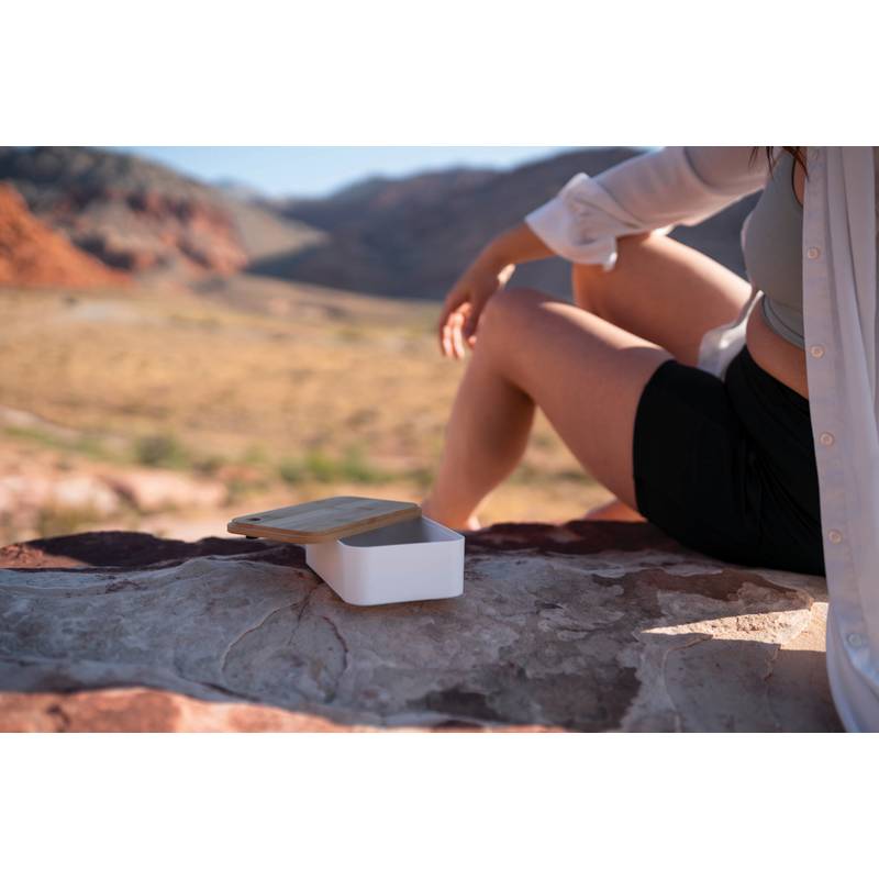 Krabička na jídlo z RCS recykl. plastu s bambusovým víkem, bílá Krabička na jídlo z RCS recykl. plastu s bambusovým víkem, bílá