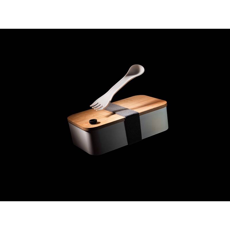 Krabička na jídlo z RCS recykl. plastu s bambusovým víkem, bílá Krabička na jídlo z RCS recykl. plastu s bambusovým víkem, bílá