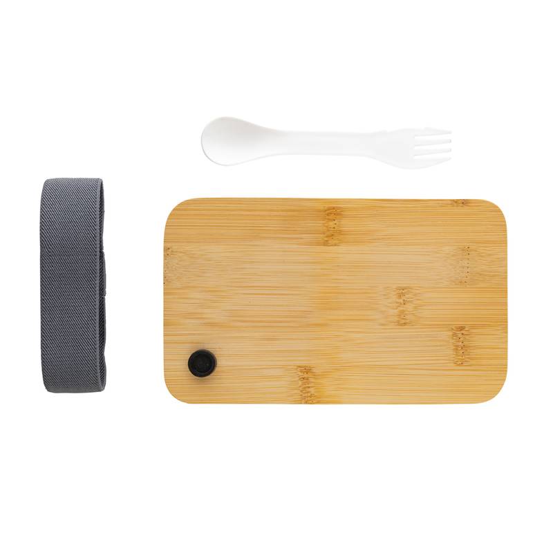 Krabička na jídlo z RCS recykl. plastu s bambusovým víkem, bílá Krabička na jídlo z RCS recykl. plastu s bambusovým víkem, bílá