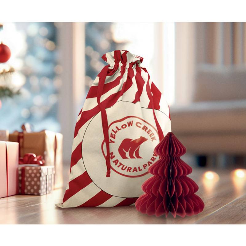 Velká bavlněná vánoční taška, červená Velká bavlněná vánoční taška, červená