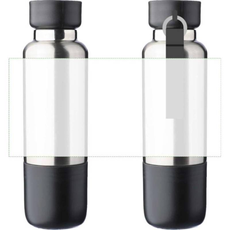 Dvojstenná fľaša na pitie z nehrdzavejúcej ocele (500 ml) Zev, čierna Dvojstenná fľaša na pitie z nehrdzavejúcej ocele (500 ml) Zev, čierna