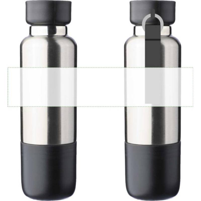 Dvojstenná fľaša na pitie z nehrdzavejúcej ocele (500 ml) Zev, čierna Dvojstenná fľaša na pitie z nehrdzavejúcej ocele (500 ml) Zev, čierna