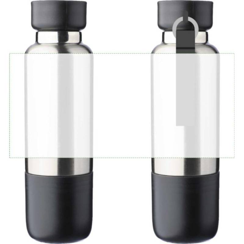 Dvojstenná fľaša na pitie z nehrdzavejúcej ocele (500 ml) Zev, čierna Dvojstenná fľaša na pitie z nehrdzavejúcej ocele (500 ml) Zev, čierna