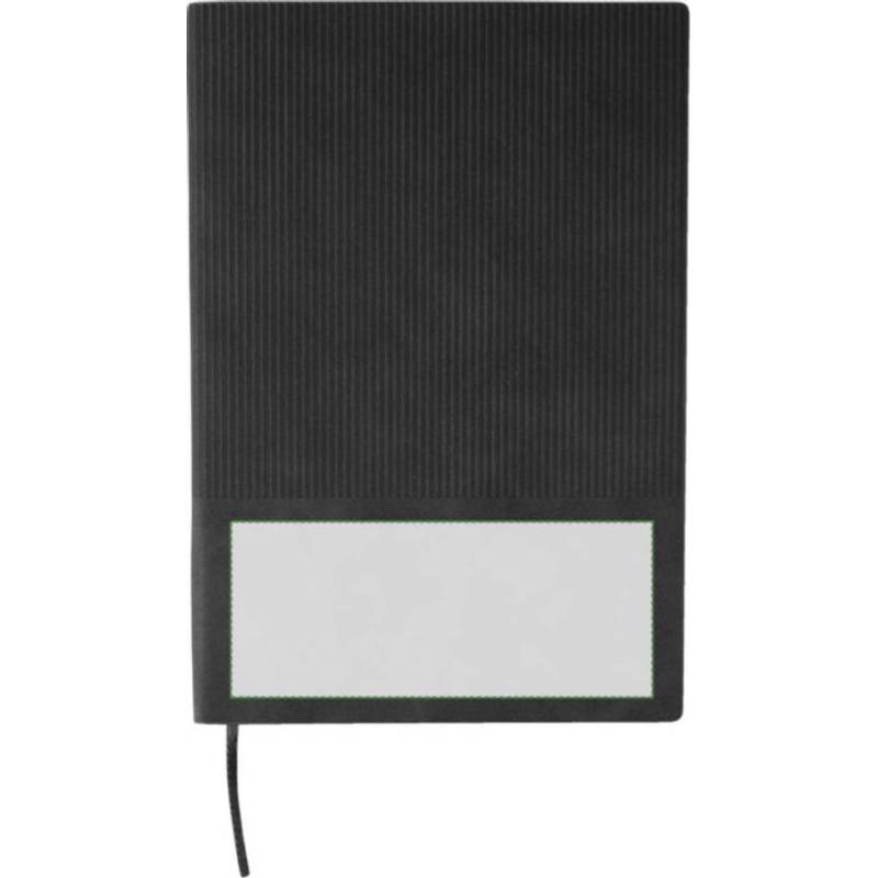 Sada zápisníka a guľôčkového pera z recyklovaného PU (A5) Tarek, čierna Sada zápisníka a guľôčkového pera z recyklovaného PU (A5) Tarek, čierna