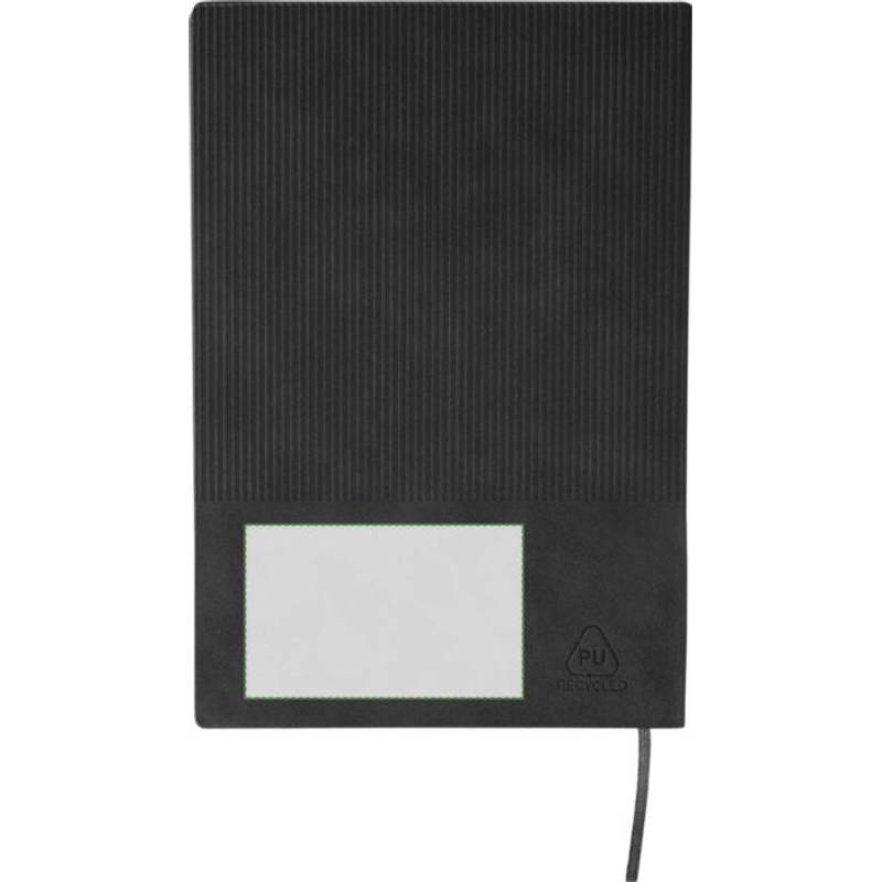 Sada zápisníka a guľôčkového pera z recyklovaného PU (A5) Tarek, čierna Sada zápisníka a guľôčkového pera z recyklovaného PU (A5) Tarek, čierna