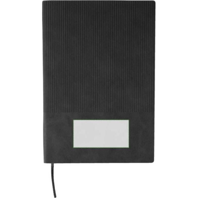 Sada zápisníka a guľôčkového pera z recyklovaného PU (A5) Tarek, čierna Sada zápisníka a guľôčkového pera z recyklovaného PU (A5) Tarek, čierna