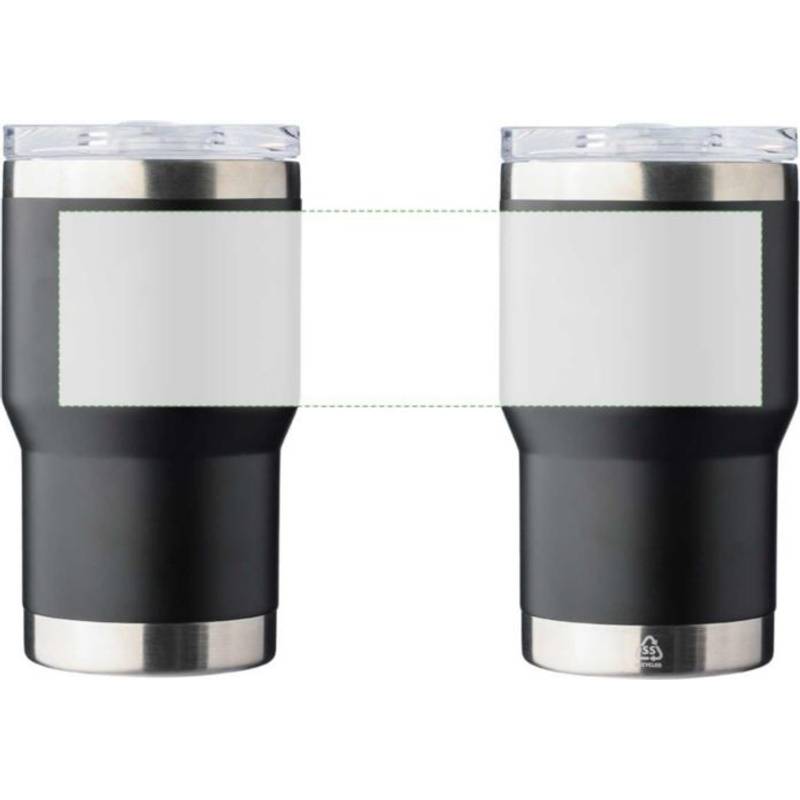 Dvojstenný cestovný hrnček z recyklovanej nehrdzavejúcej ocele (350 ml) Ayen, čierna Dvojstenný cestovný hrnček z recyklovanej nehrdzavejúcej ocele (350 ml) Ayen, čierna