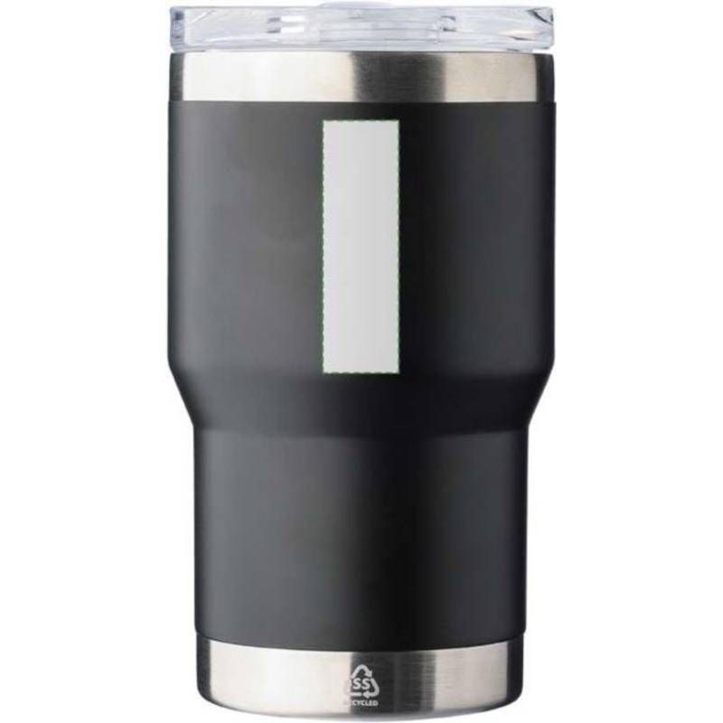 Dvojstenný cestovný hrnček z recyklovanej nehrdzavejúcej ocele (350 ml) Ayen, čierna Dvojstenný cestovný hrnček z recyklovanej nehrdzavejúcej ocele (350 ml) Ayen, čierna