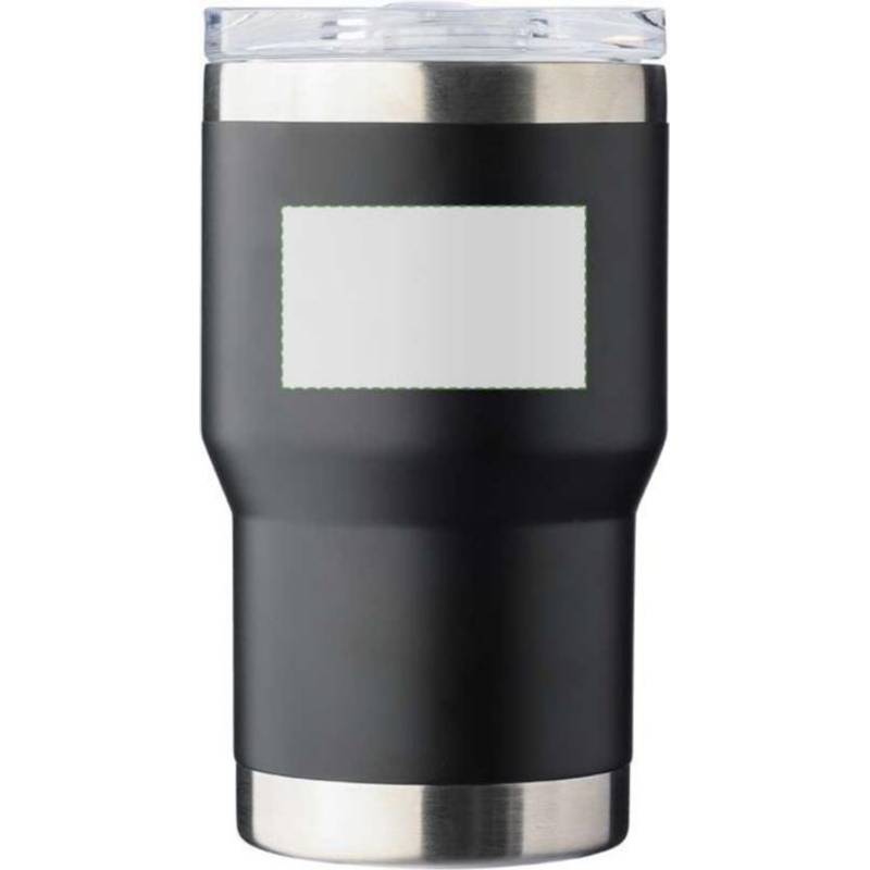 Dvojstenný cestovný hrnček z recyklovanej nehrdzavejúcej ocele (350 ml) Ayen, čierna Dvojstenný cestovný hrnček z recyklovanej nehrdzavejúcej ocele (350 ml) Ayen, čierna