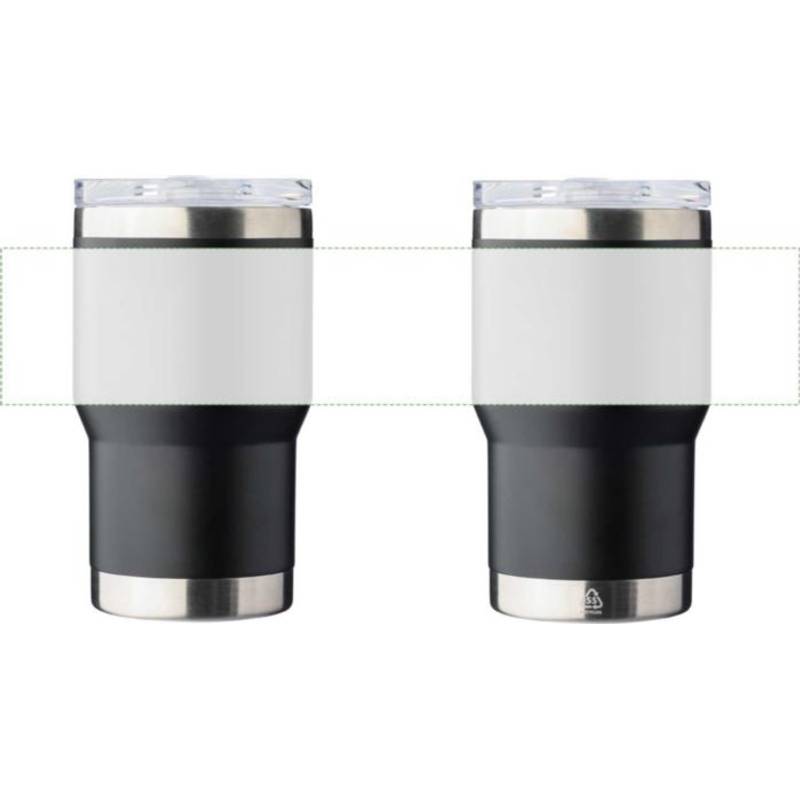 Dvojstenný cestovný hrnček z recyklovanej nehrdzavejúcej ocele (350 ml) Ayen, čierna Dvojstenný cestovný hrnček z recyklovanej nehrdzavejúcej ocele (350 ml) Ayen, čierna