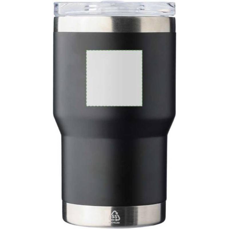 Dvojstenný cestovný hrnček z recyklovanej nehrdzavejúcej ocele (350 ml) Ayen, čierna Dvojstenný cestovný hrnček z recyklovanej nehrdzavejúcej ocele (350 ml) Ayen, čierna