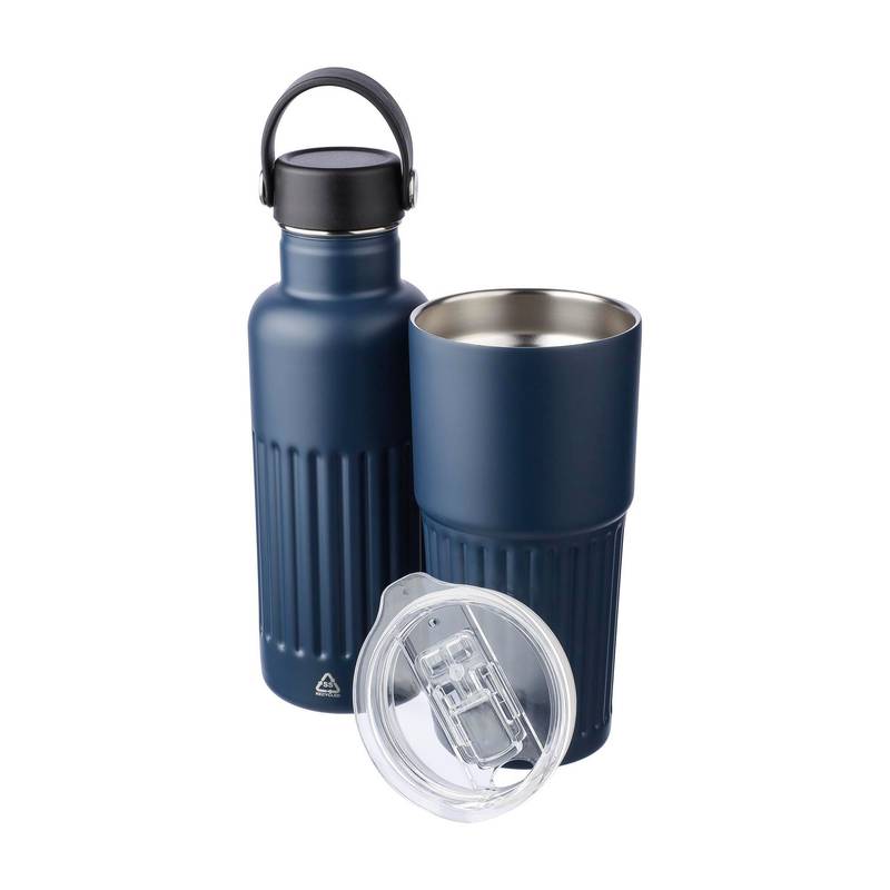 Hrnek na pití z recyklované nerezavějící oceli s dvojitou stěnou (500 ml) Kael, černá Hrnek na pití z recyklované nerezavějící oceli s dvojitou stěnou (500 ml) Kael, černá