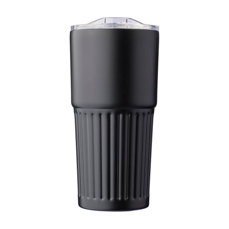 Hrnek na pití z recyklované nerezavějící oceli s dvojitou stěnou (500 ml) Kael, černá Hrnek na pití z recyklované nerezavějící oceli s dvojitou stěnou (500 ml) Kael, černá