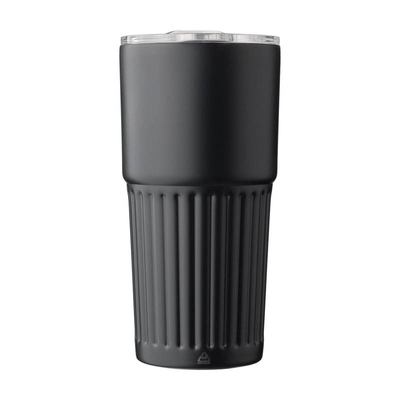 Hrnek na pití z recyklované nerezavějící oceli s dvojitou stěnou (500 ml) Kael, černá Hrnek na pití z recyklované nerezavějící oceli s dvojitou stěnou (500 ml) Kael, černá