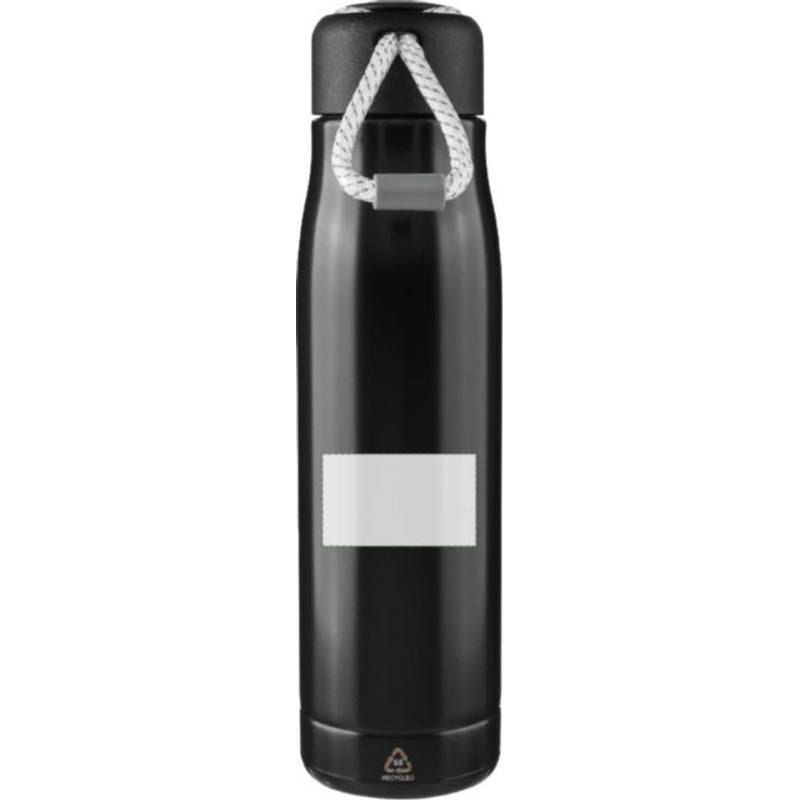 Dvojstenná fľaša na pitie z recyklovanej nehrdzavejúcej ocele (500 ml) Solene, čierna Dvojstenná fľaša na pitie z recyklovanej nehrdzavejúcej ocele (500 ml) Solene, čierna