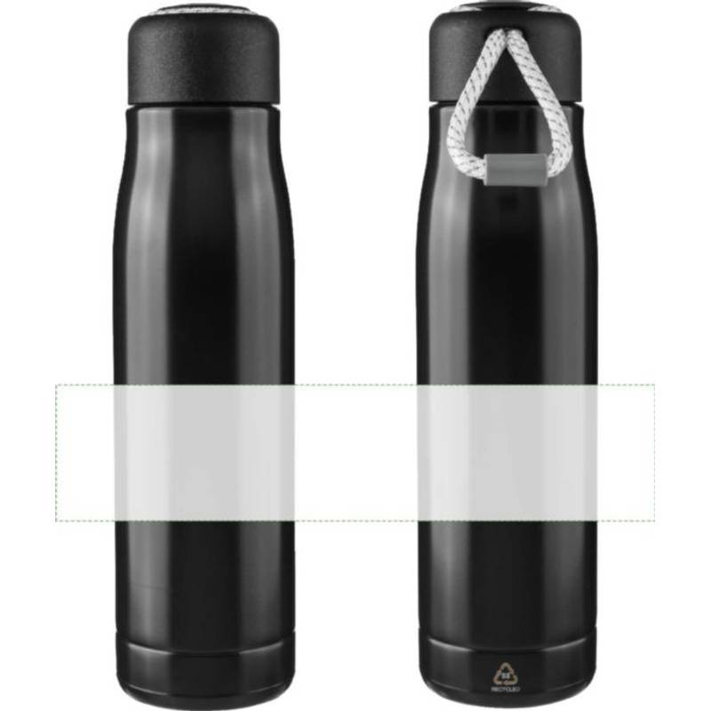 Dvojstenná fľaša na pitie z recyklovanej nehrdzavejúcej ocele (500 ml) Solene, čierna Dvojstenná fľaša na pitie z recyklovanej nehrdzavejúcej ocele (500 ml) Solene, čierna