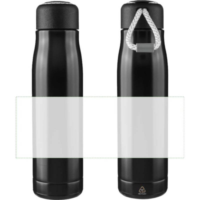 Dvojstenná fľaša na pitie z recyklovanej nehrdzavejúcej ocele (500 ml) Solene, čierna Dvojstenná fľaša na pitie z recyklovanej nehrdzavejúcej ocele (500 ml) Solene, čierna