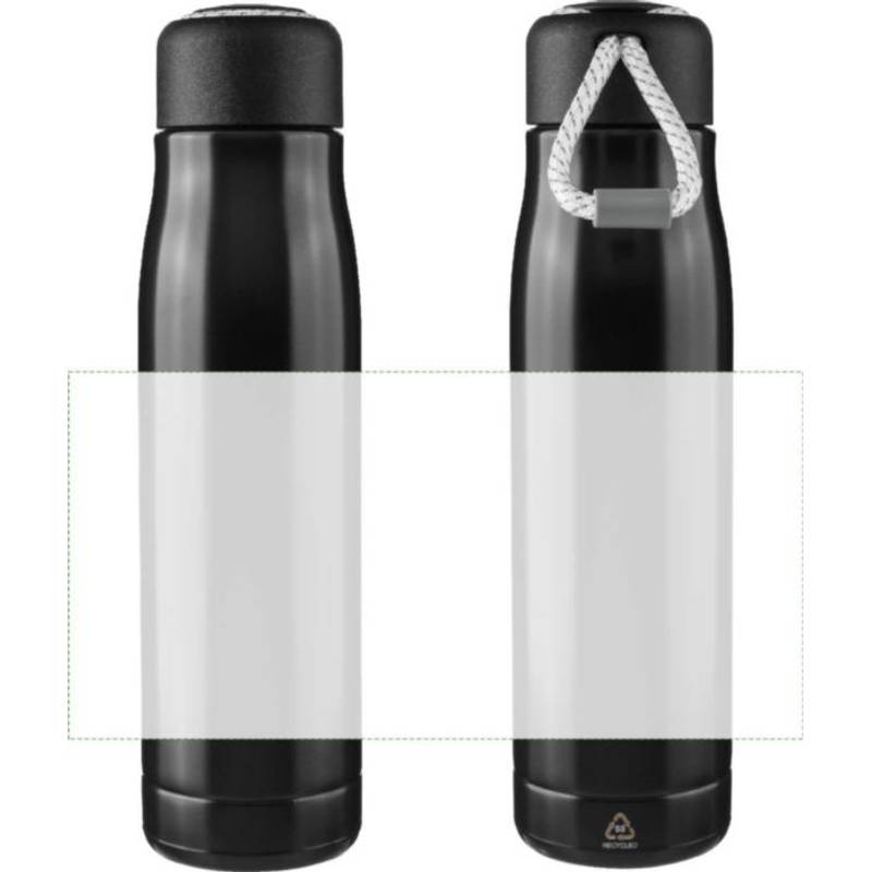 Dvojstenná fľaša na pitie z recyklovanej nehrdzavejúcej ocele (500 ml) Solene, čierna Dvojstenná fľaša na pitie z recyklovanej nehrdzavejúcej ocele (500 ml) Solene, čierna