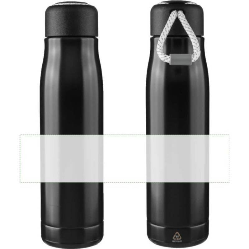 Dvojstenná fľaša na pitie z recyklovanej nehrdzavejúcej ocele (500 ml) Solene, čierna Dvojstenná fľaša na pitie z recyklovanej nehrdzavejúcej ocele (500 ml) Solene, čierna