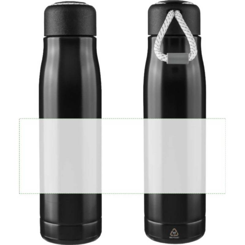 Dvojstenná fľaša na pitie z recyklovanej nehrdzavejúcej ocele (500 ml) Solene, čierna Dvojstenná fľaša na pitie z recyklovanej nehrdzavejúcej ocele (500 ml) Solene, čierna