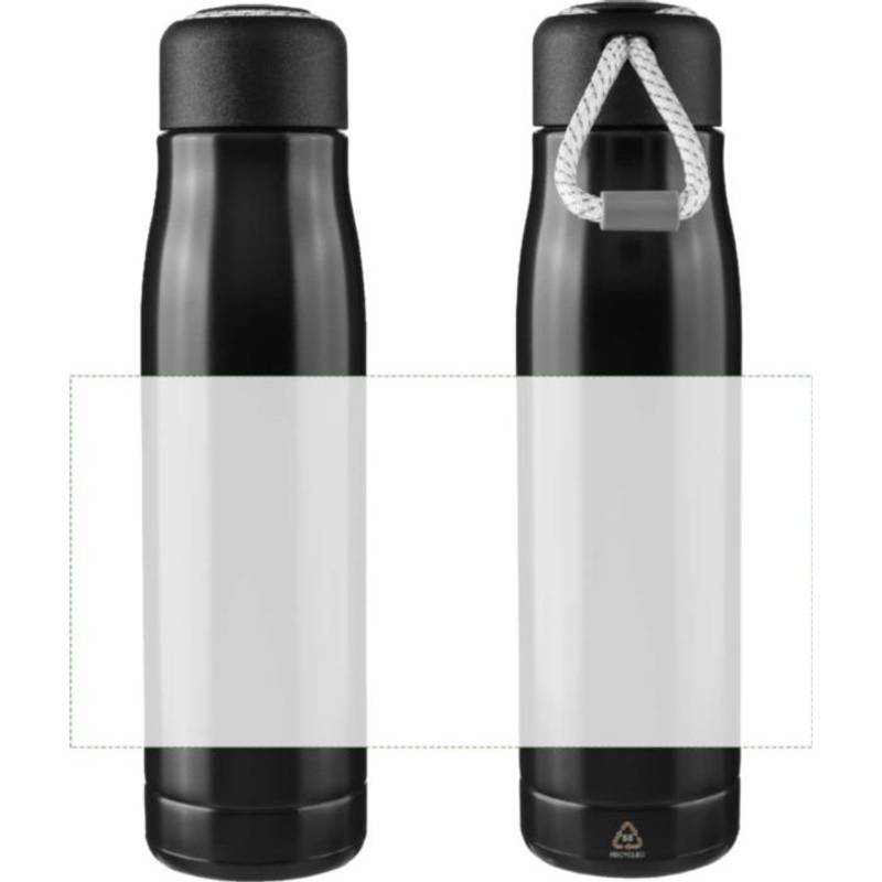 Dvojstenná fľaša na pitie z recyklovanej nehrdzavejúcej ocele (500 ml) Solene, čierna Dvojstenná fľaša na pitie z recyklovanej nehrdzavejúcej ocele (500 ml) Solene, čierna