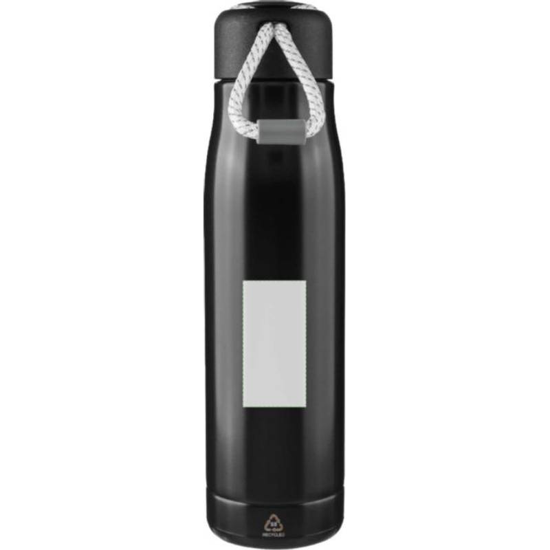 Dvojstenná fľaša na pitie z recyklovanej nehrdzavejúcej ocele (500 ml) Solene, čierna Dvojstenná fľaša na pitie z recyklovanej nehrdzavejúcej ocele (500 ml) Solene, čierna
