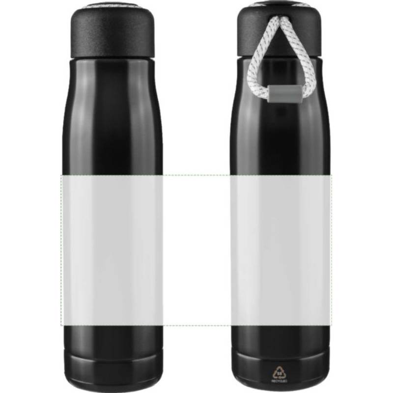 Dvojstenná fľaša na pitie z recyklovanej nehrdzavejúcej ocele (500 ml) Solene, čierna Dvojstenná fľaša na pitie z recyklovanej nehrdzavejúcej ocele (500 ml) Solene, čierna