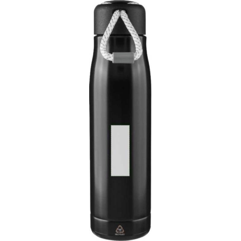 Dvojstenná fľaša na pitie z recyklovanej nehrdzavejúcej ocele (500 ml) Solene, čierna Dvojstenná fľaša na pitie z recyklovanej nehrdzavejúcej ocele (500 ml) Solene, čierna
