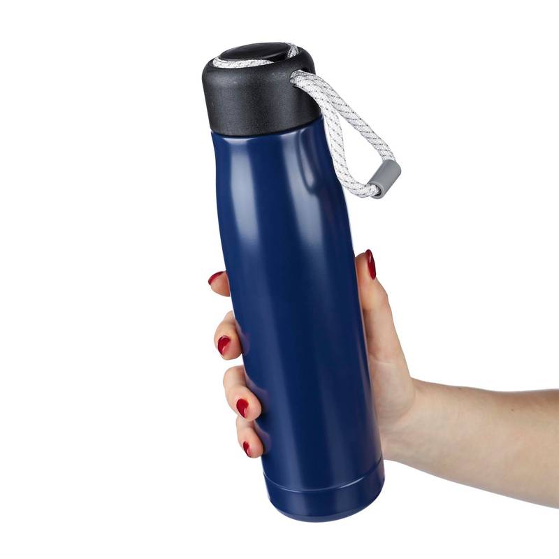 Dvojstenná fľaša na pitie z recyklovanej nehrdzavejúcej ocele (500 ml) Solene, čierna Dvojstenná fľaša na pitie z recyklovanej nehrdzavejúcej ocele (500 ml) Solene, čierna