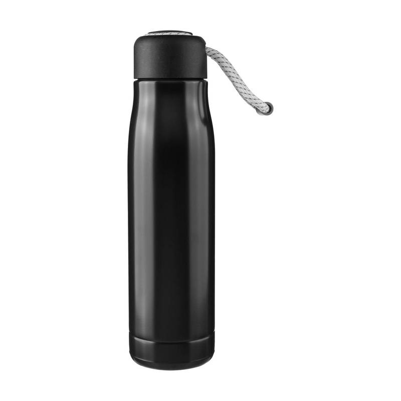 Dvojstenná fľaša na pitie z recyklovanej nehrdzavejúcej ocele (500 ml) Solene, čierna Dvojstenná fľaša na pitie z recyklovanej nehrdzavejúcej ocele (500 ml) Solene, čierna