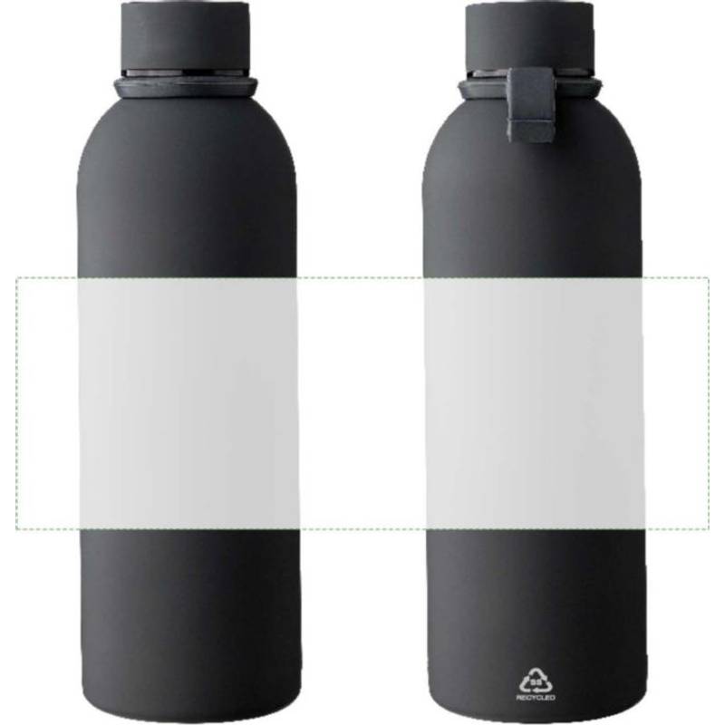 Dvojstenná fľaša na pitie z recyklovanej nehrdzavejúcej ocele (500 ml) Sena, čierna Dvojstenná fľaša na pitie z recyklovanej nehrdzavejúcej ocele (500 ml) Sena, čierna