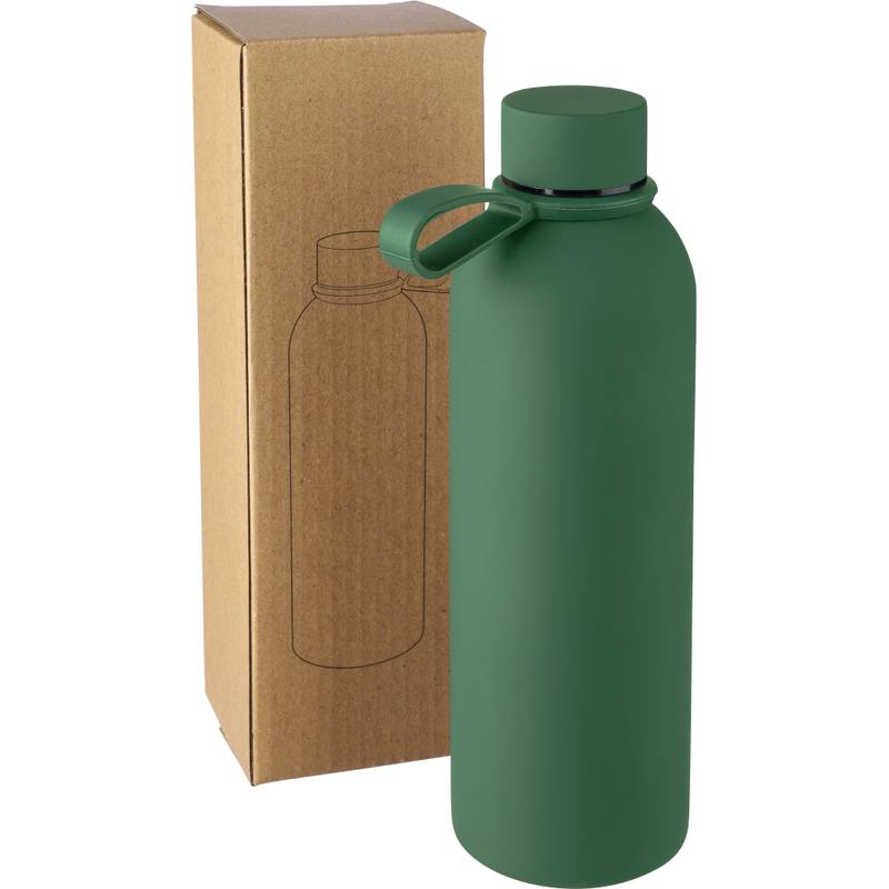 Dvojstenná fľaša na pitie z recyklovanej nehrdzavejúcej ocele (500 ml) Sena, čierna Dvojstenná fľaša na pitie z recyklovanej nehrdzavejúcej ocele (500 ml) Sena, čierna