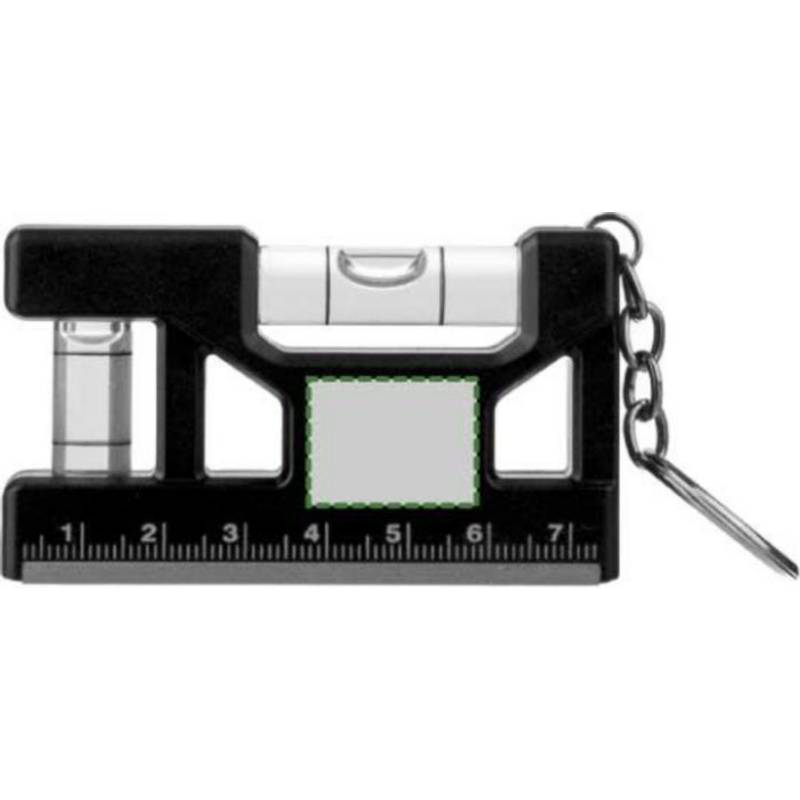 Kľúčenka s vodováhou z recyklovaného ABS materiálu Indira, čierna Kľúčenka s vodováhou z recyklovaného ABS materiálu Indira, čierna