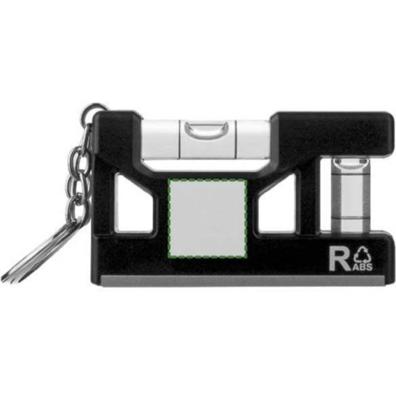 Kľúčenka s vodováhou z recyklovaného ABS materiálu Indira, čierna Kľúčenka s vodováhou z recyklovaného ABS materiálu Indira, čierna