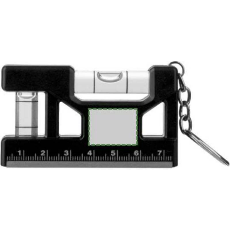 Kľúčenka s vodováhou z recyklovaného ABS materiálu Indira, čierna Kľúčenka s vodováhou z recyklovaného ABS materiálu Indira, čierna