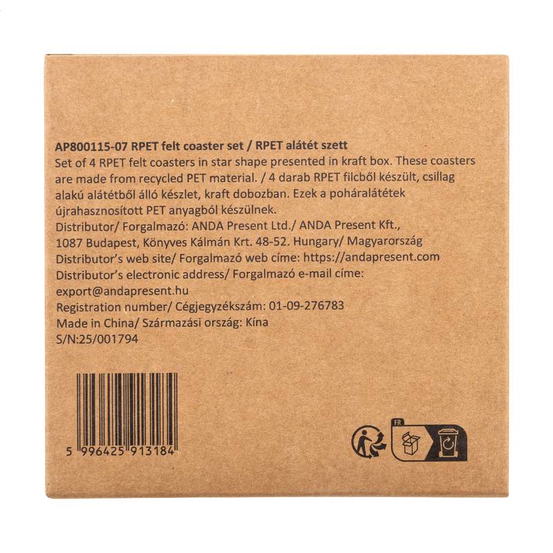 Vagnes chyba vianočných podtáckov z RPET, červená Vagnes chyba vianočných podtáckov z RPET, červená