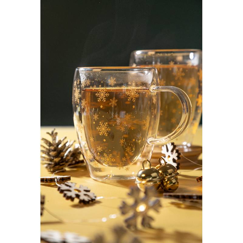 Snostro vianočný sklenený termohrnček, transparentná Snostro vianočný sklenený termohrnček, transparentná