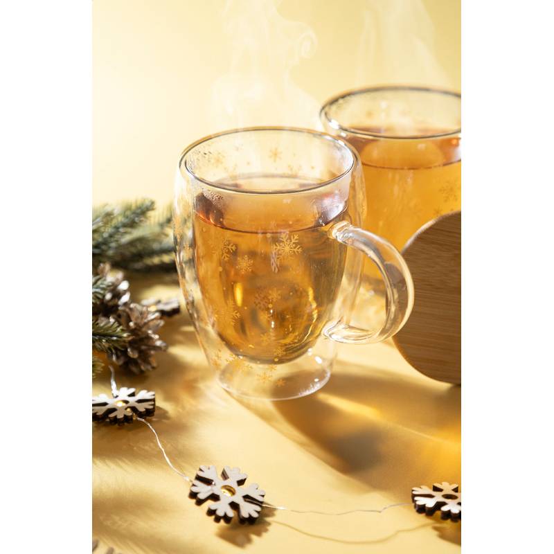 Snostro vianočný sklenený termohrnček, transparentná Snostro vianočný sklenený termohrnček, transparentná