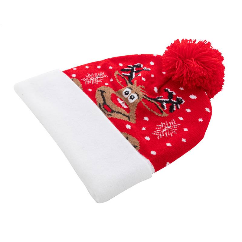 Norrsken Vianočná LED zimná čiapka, sob, červená Norrsken Vianočná LED zimná čiapka, sob, červená