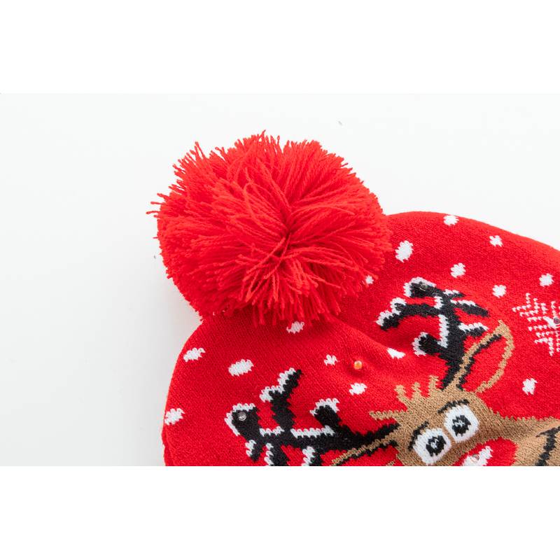 Norrsken Vianočná LED zimná čiapka, sob, červená Norrsken Vianočná LED zimná čiapka, sob, červená