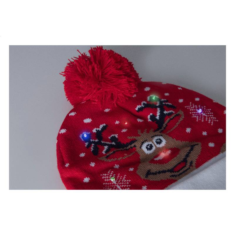 Norrsken Vianočná LED zimná čiapka, sob, červená Norrsken Vianočná LED zimná čiapka, sob, červená