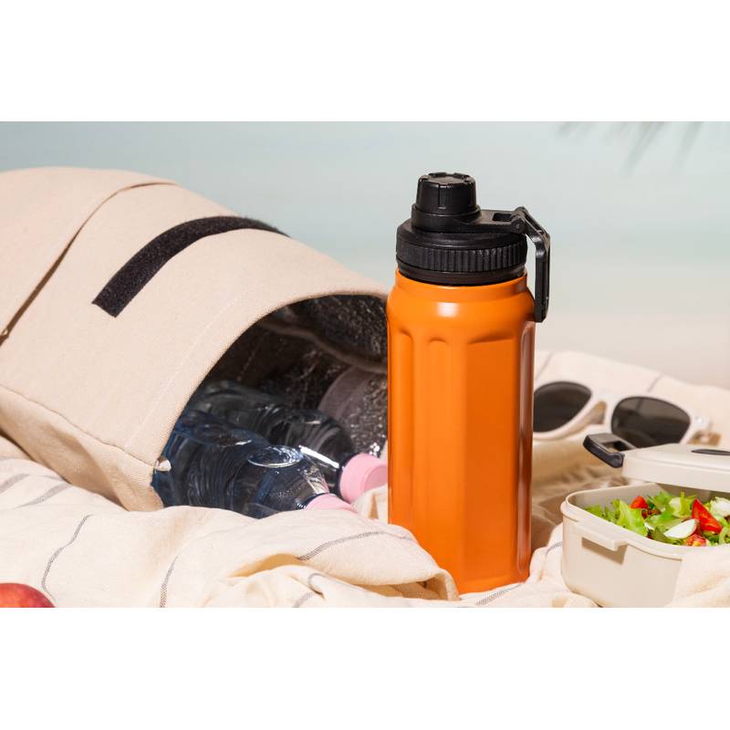 Rekan Cool chladící taška z recyklovaného plátna, hnědá Natural Rekan Cool chladící taška z recyklovaného plátna, hnědá Natural